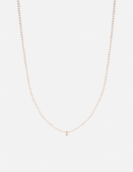 Miansai Necklaces Nava Pearl Necklace, 14k Gold Pavé Polished Yellow Gold w/Pearl / 15-18 in.