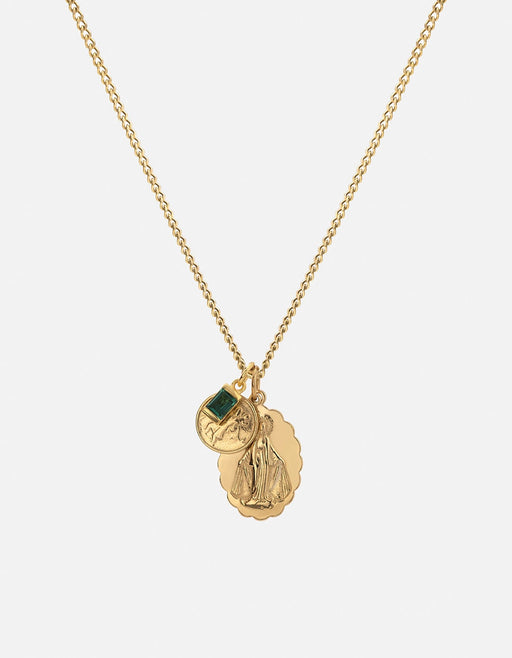 Miansai Necklaces Mini Saints Agate Trilogy Necklace, Gold Vermeil Green / 24 in.