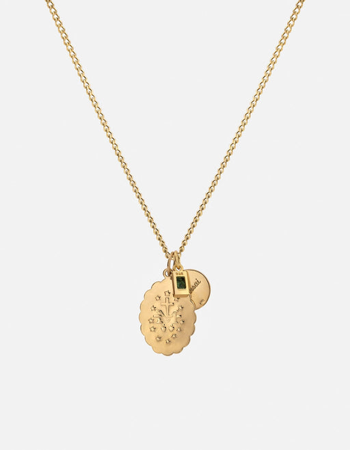 Miansai Necklaces Mini Saints Agate Trilogy Necklace, Gold Vermeil Green / 24 in.