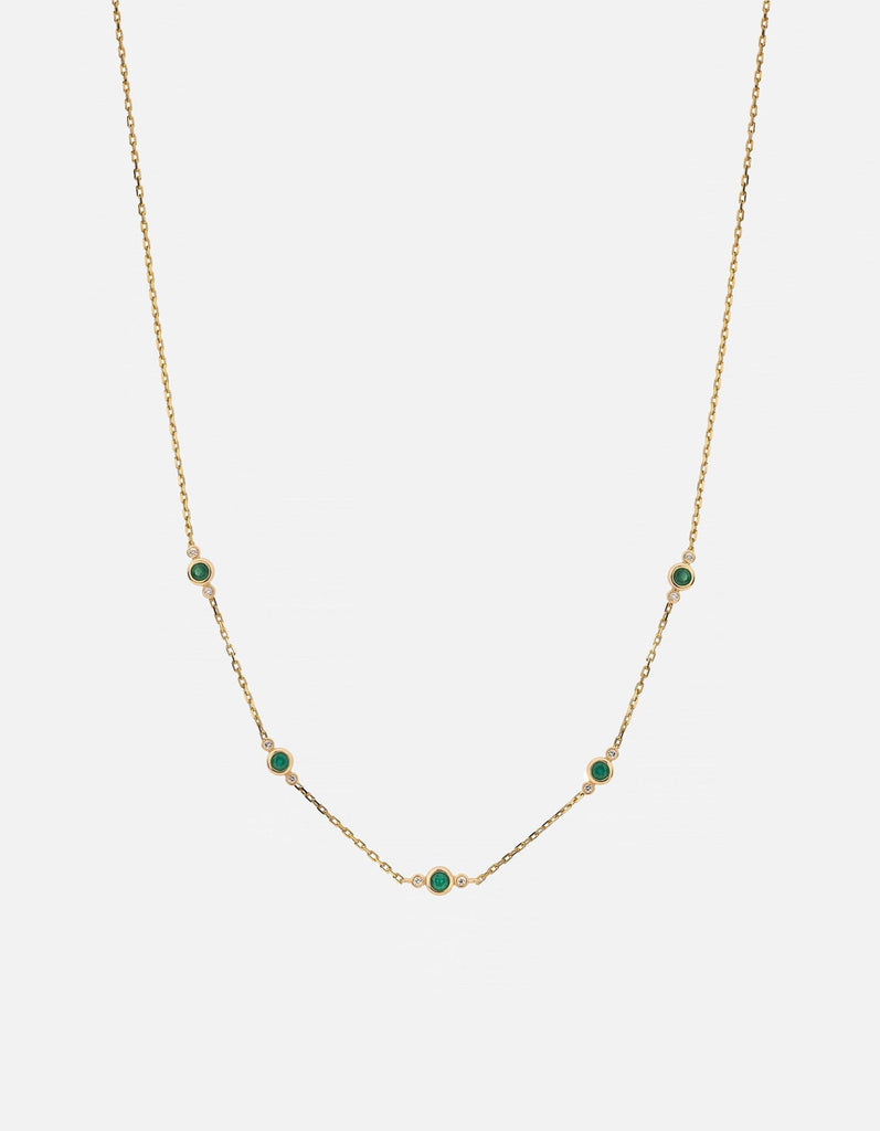 Miansai Necklaces Zaha Chalcedony Necklace, 14k Gold Pavé Green / 16-18 in.