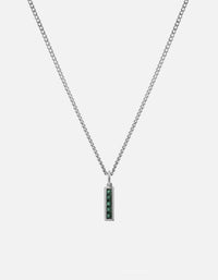 Miansai Necklaces Slim Totem Agate Necklace, Sterling Silver Green / 21 in.