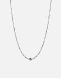 Miansai Necklaces Opus Chalcedony Type Chain Necklace, Sterling Silver/Green No Letter / Green / 24 in. / Monogram: No