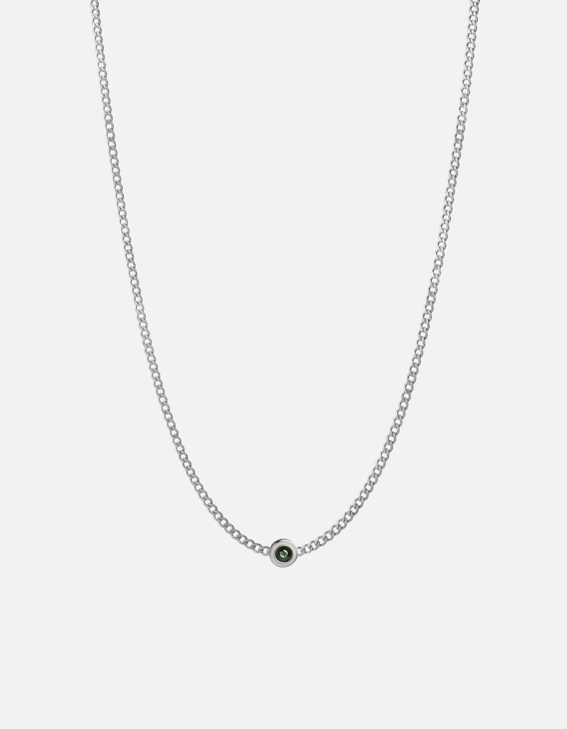 Miansai Necklaces Opus Chalcedony Type Chain Necklace, Sterling Silver/Green No Letter / Green / 24 in. / Monogram: No