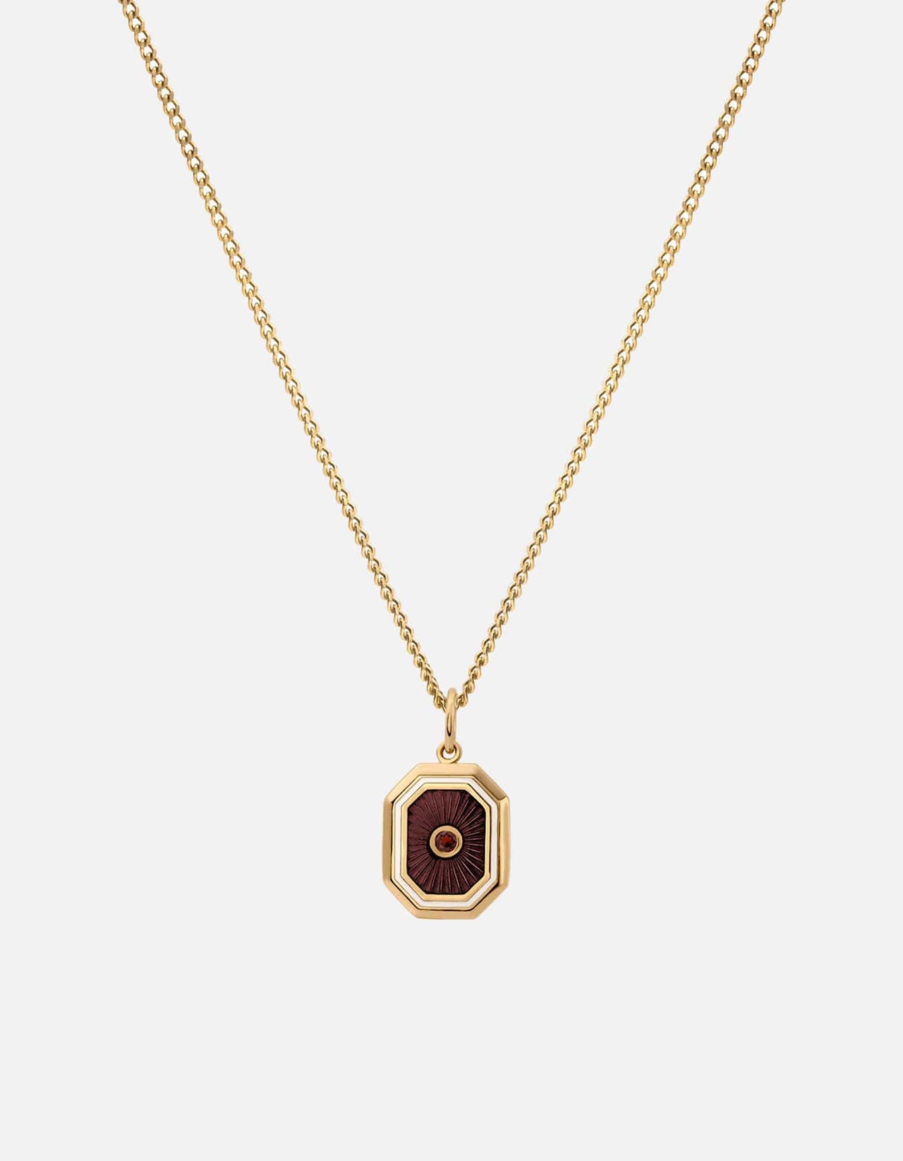Umbra Garnet Pendant Necklace, Gold Vermeil w/Enamel | Men