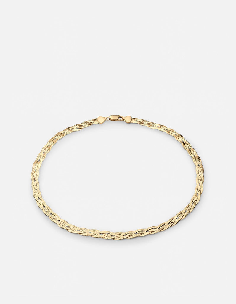 Miansai Necklaces Slim Braided Herringbone Choker, Gold Vermeil Polished Gold / 15 in.