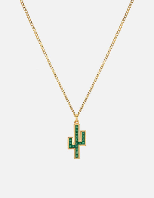 Miansai gold vermeil cactus pendant necklace with square green onyx stones on a delicate chain