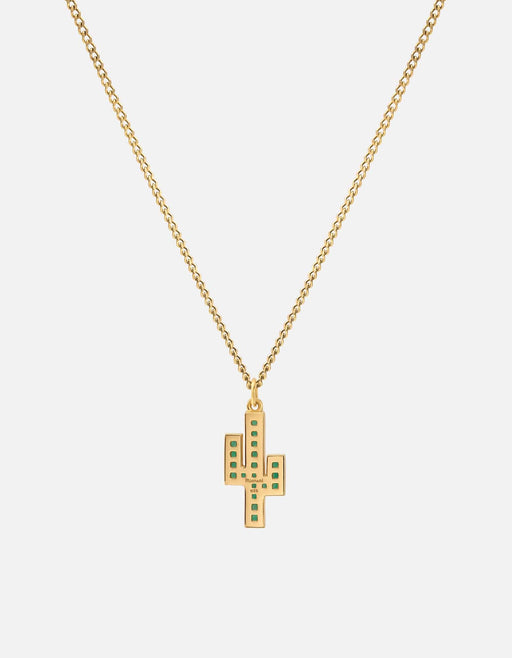 Miansai gold vermeil cactus pendant necklace with square green onyx stones on a delicate chain