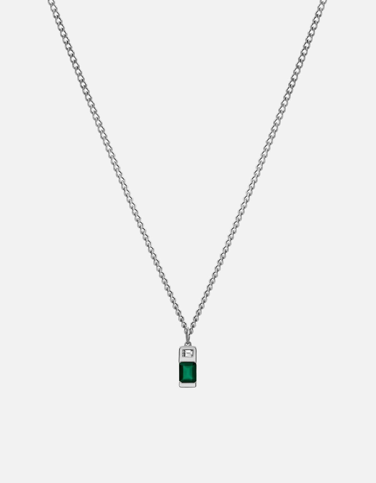 Everett Quartz Pendant Necklace, Sterling Silver w/Baguette 