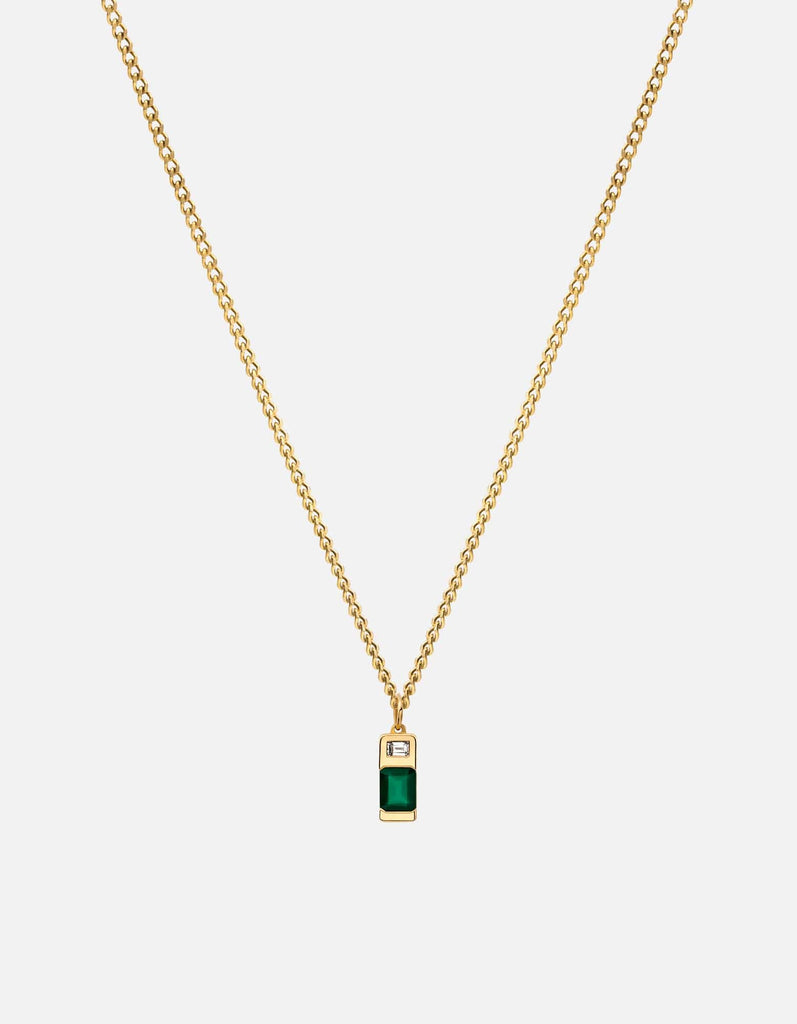 Miansai Necklaces Everett Agate Necklace, Gold Vermeil/Baguette Sapphire Green / 21 in.