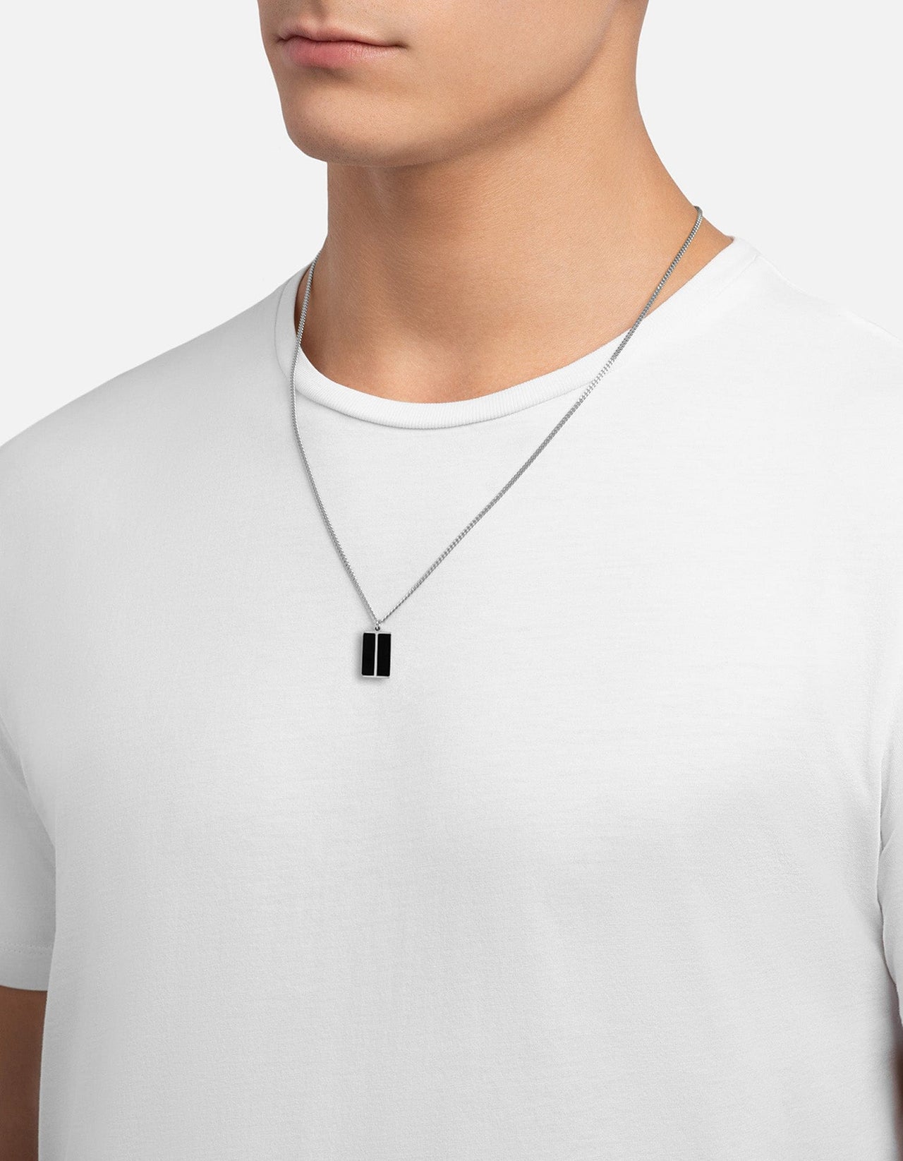 Duo Onyx Pendant Necklace, Sterling Silver | Men
