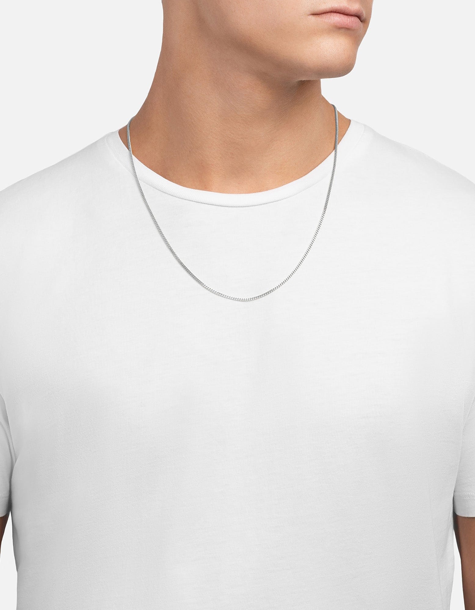 2mm Miami Curb Rhodium Plated Over Silver Chain Necklace 2mm Miami Curb Rhodium Plated Over Silver Chain Necklace