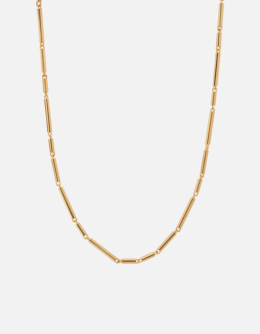 Miansai Shine chain necklace in gold vermeil with elongated polished bar links joined by small round connectors