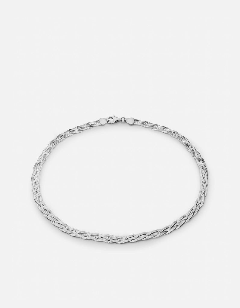 Miansai Necklaces Slim Braided Herringbone Choker, Sterling Silver Polished Silver / 15 in.