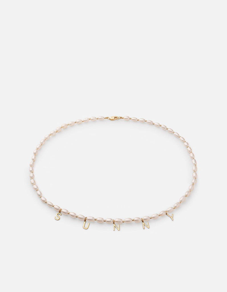 Miansai Necklaces Calla Choker, Gold Vermeil 2 Letters / Polished Gold w/Pearls / 15 in. / Monogram: Yes