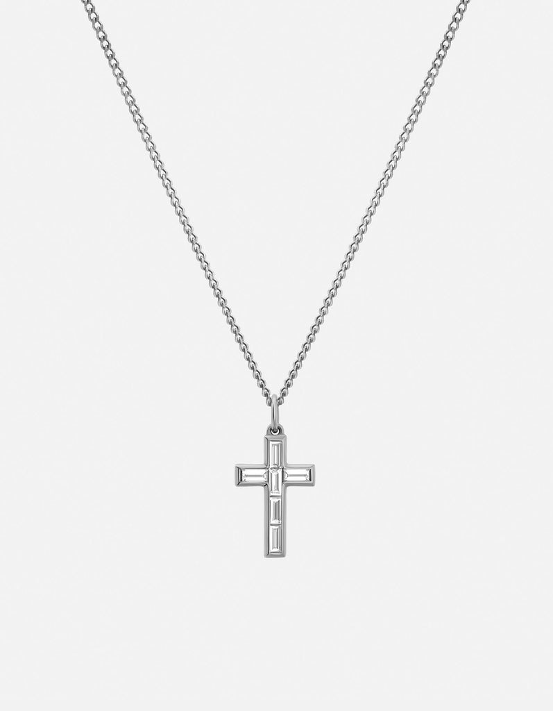 Miansai Necklaces Cruxe Baguette Diamond Necklace, Sterling Silver Polished Silver / 21 in.