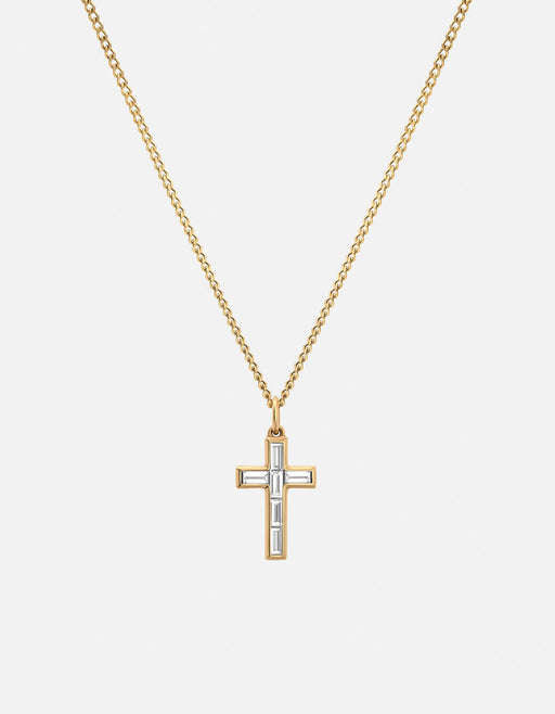 Miansai Necklaces Cruxe Diamond Cross Pendant Necklace, 14k Gold Polished Gold / 21in.