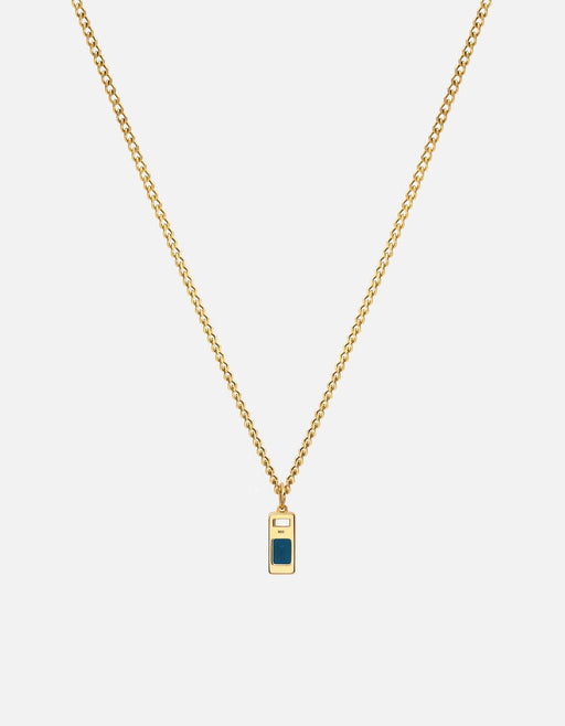 Miansai Everett pendant necklace in gold vermeil with a rectangular London blue topaz and white sapphire stones