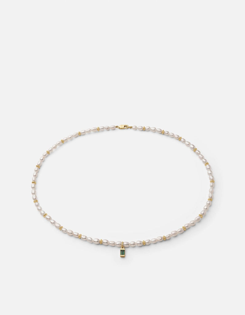 Miansai Necklaces Ari Pearl Choker, Gold Vermeil Green / 15 in.
