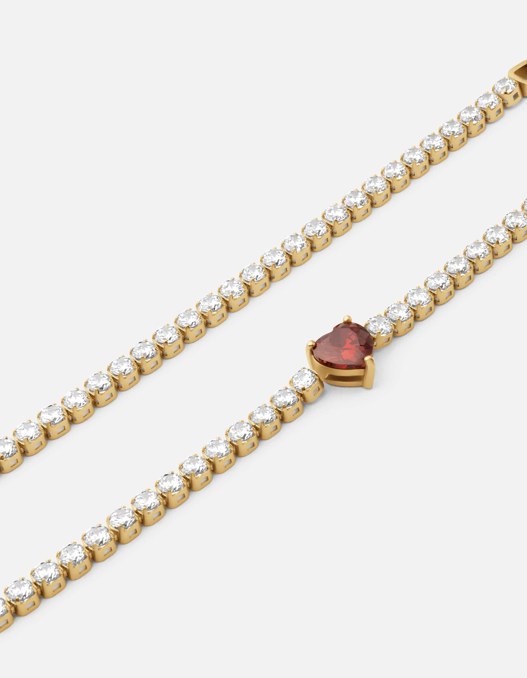 Philo Heart Tennis Choker, Gold Vermeil w/Topaz & Garnet | Women's