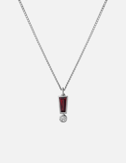 Miansai Necklaces Exclamation Point Pendant Necklace, Sterling Silver w/Garnet & Topaz Garnet/White / 18in.