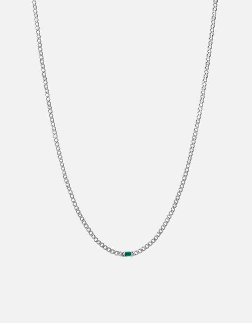 Miansai Necklaces Lyra Agate Chain Necklace, Sterling Silver Green / 20-21in.