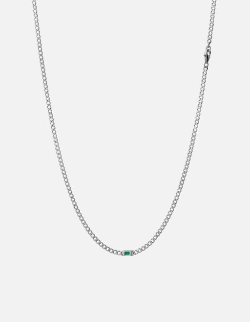 Miansai Necklaces Lyra Agate Chain Necklace, Sterling Silver Green / 20-21in.