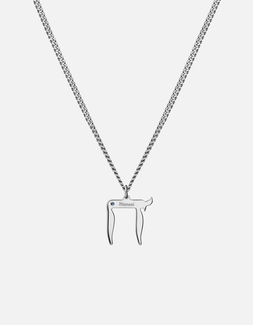 Miansai Necklaces Chai Pendant Necklace, Sterling Silver w/Sustainably Created Sapphire