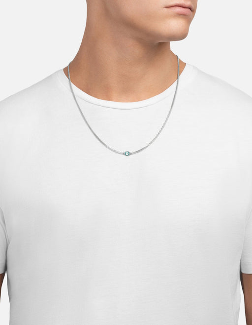 Miansai Necklaces Single Green Eye Necklace, Sterling Silver w/Enamel Green / 21-22in.
