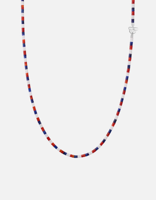 Miansai Necklaces Kai Beaded Necklace, Sterling Silver / Red/White/Blue Red/White/Blue / 22.5in.