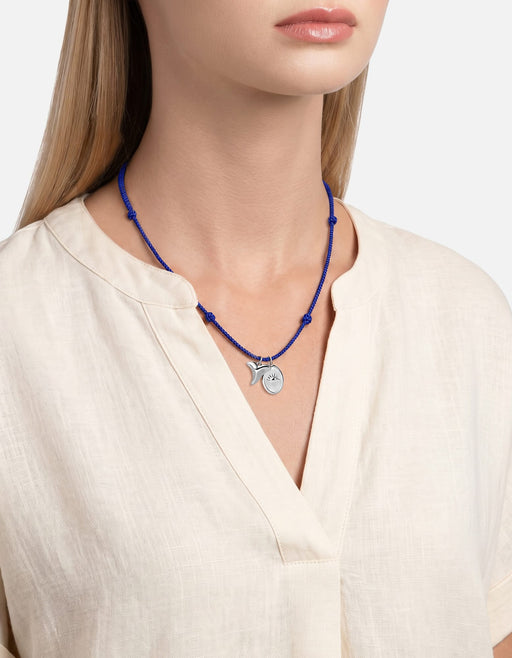 Miansai Necklaces Shark Tooth Rope Necklace, Sterling Silver / Navy Blue Navy Blue / O/S