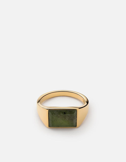 Miansai Rings Lennox Jasper PInky Ring, Gold Vermeil Gold Vermeil/Green / 7.5