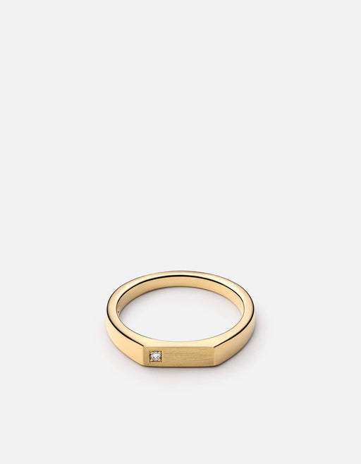 Miansai Rings Thin Geo Diamond Ring, Gold Polished Gold Vermeil/Pave / 8