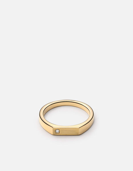 Thin Geo Diamond Ring, Gold