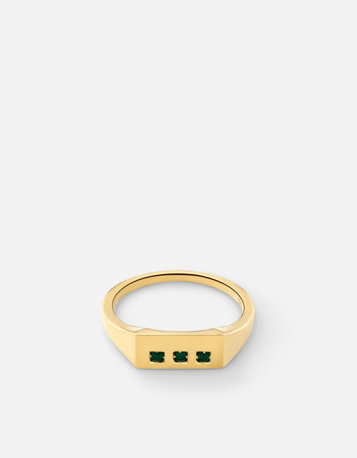 Miansai Rings Virgil Agate Ring, Gold Vermeil Green / 8