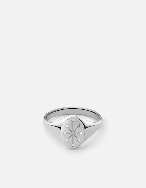 Miansai Rings Octo Ring, Sterling Silver/Diamonds Polished Silver w/Diamonds / 8