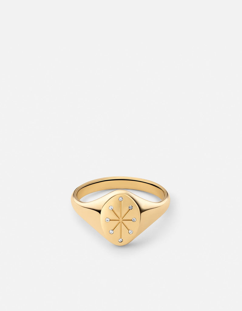 Miansai Rings Octo Ring, Gold Vermeil/Diamonds Polished Gold w/Diamonds / 8