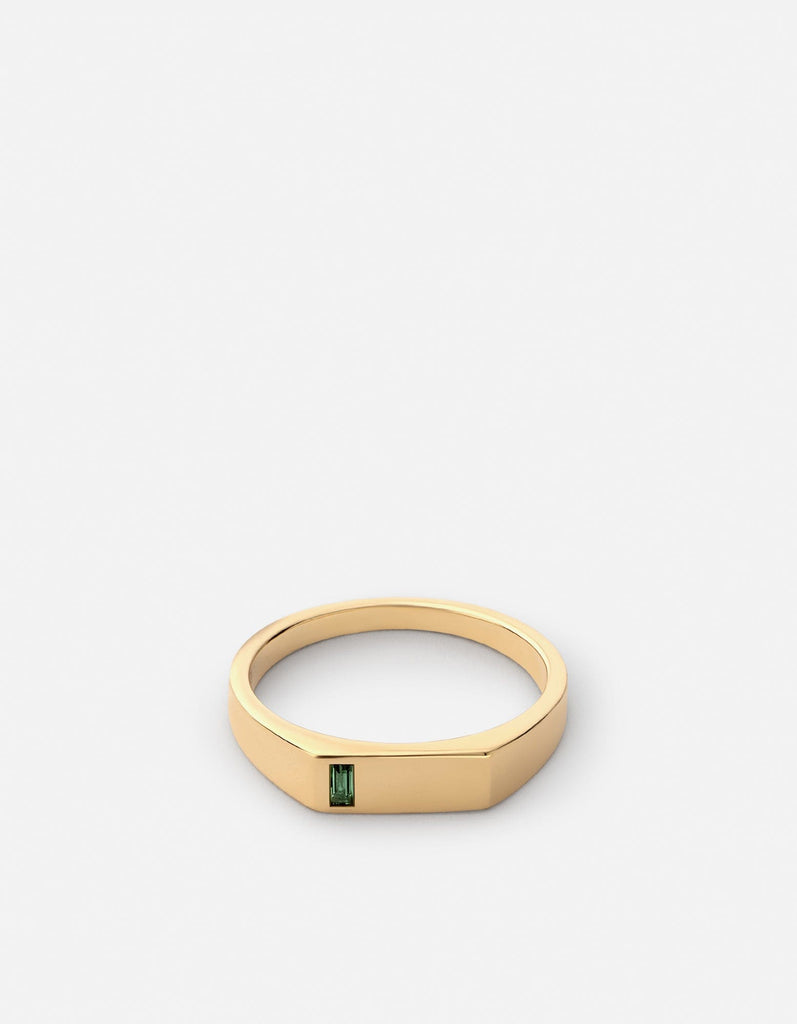 Miansai Rings Valor Quartz Signet Pinky Ring, Gold Vermeil Green / 7.5