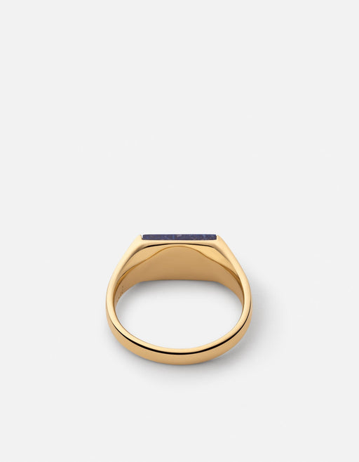 Miansai Duo Lapis ring in gold vermeil, shown from the back with a rounded band and deep blue lapis inlay