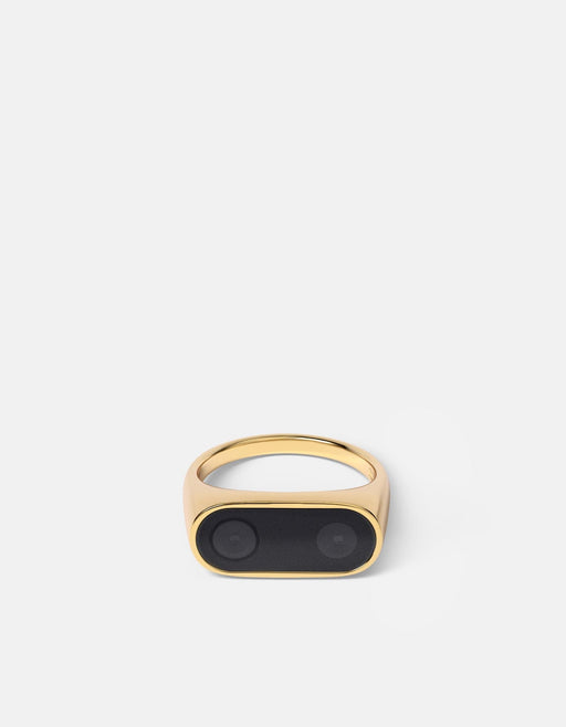 Miansai Rings Dual Camera Signet Ring, 14k Gold Polished Gold / 9