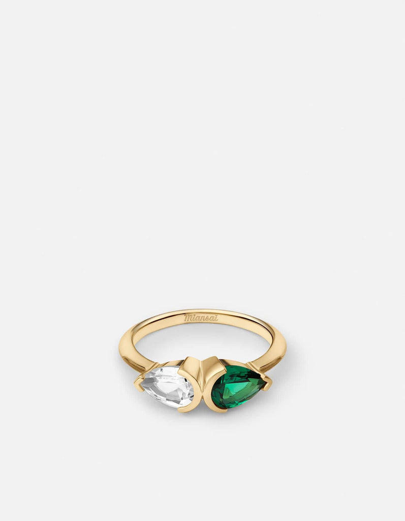 Miansai Rings Katana Topaz & Spinel Stone Ring, Gold Vermeil Green/White / 7