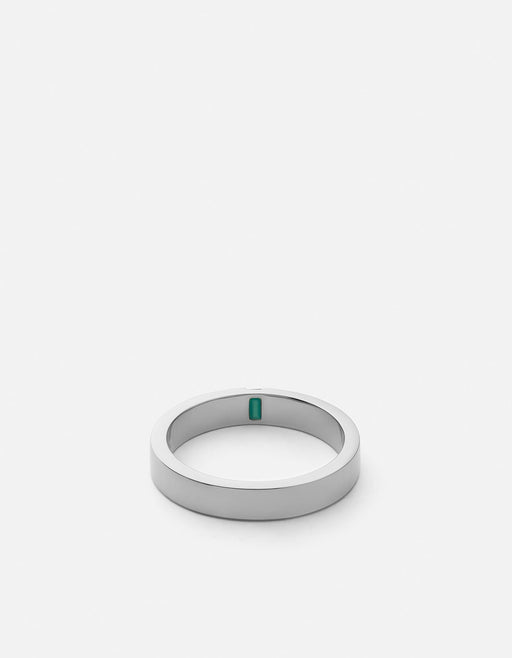 Miansai Rings 4mm Agate Band, Sterling Silver w/Baguette