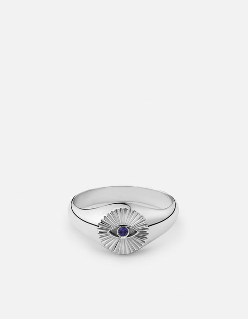 Miansai Rings Third Eye Signet Ring, Sterling Silver / Sapphire