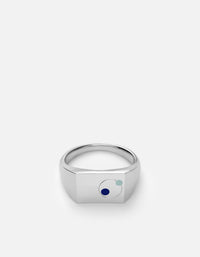Miansai Rings Orbit Signet Ring, Sterling Silver / Blue Blue / 9