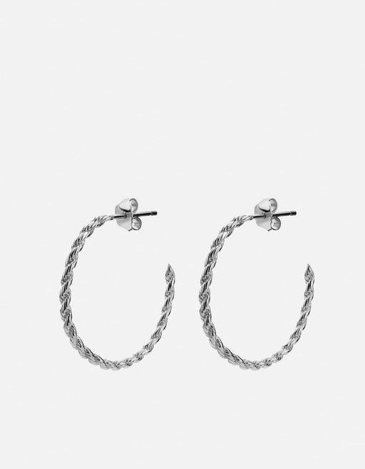 Miansai Earrings Rope Chain Hoop Earrings, Sterling Silver Polished Silver / Pair