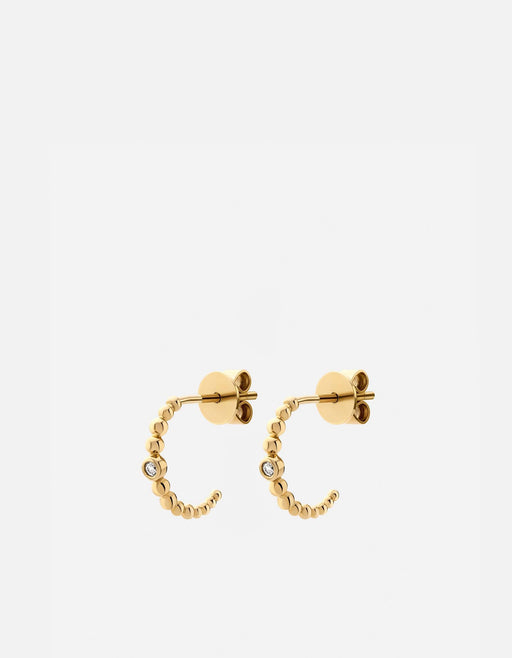 Miansai Earrings Ida Huggie Earrings, 14k Gold Pavé Polished Gold w/ Pave / Pair
