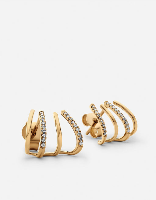 Miansai Earrings Olina Stud Earrings, 14k Gold Pavé Polished Gold w/ Pave / Pair