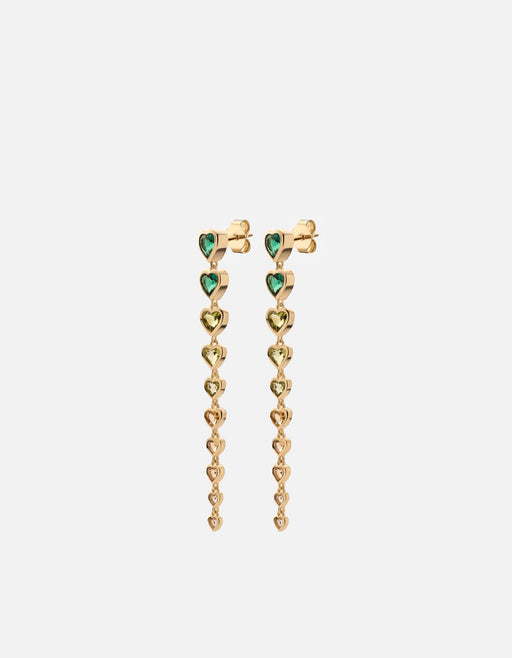 Miansai Earrings Tali Multi Heart Earrings, Gold Vermeil Green / Pair