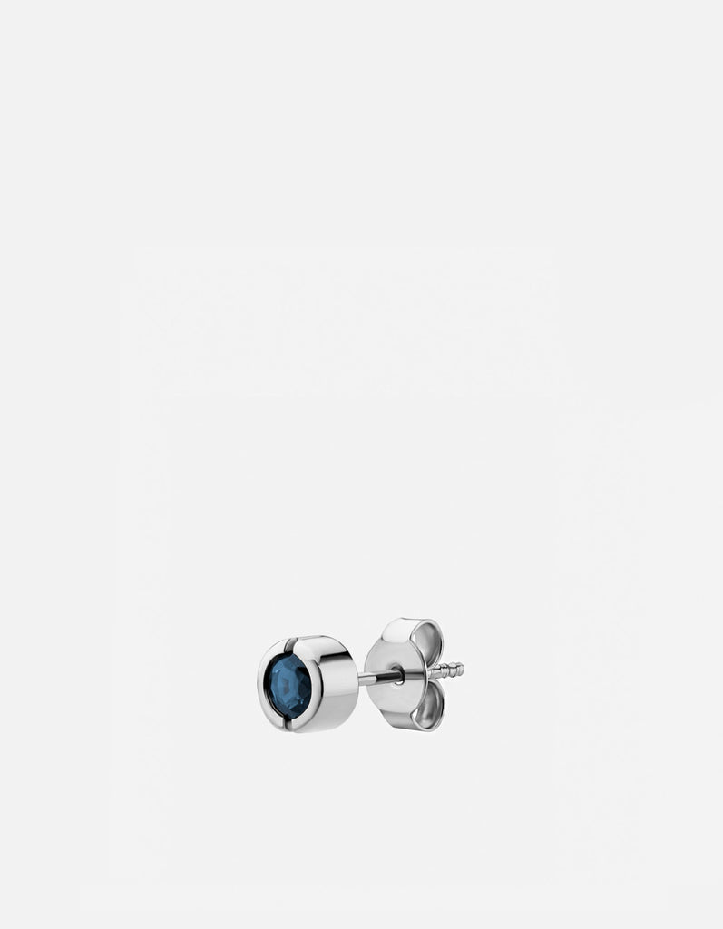 Miansai Earrings Kali Stud Earring, 14k White Gold/Blue Sapphire Blue / Single