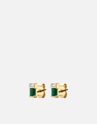 Miansai Earrings Everett Agate Stud Earrings, Gold Vermeil/Baguette Sapphire Green / Pair