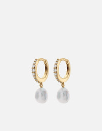 Miansai Earrings Suri Huggie Earrings, Gold Vermeil/Topaz & Pearls Polished Gold / Pair